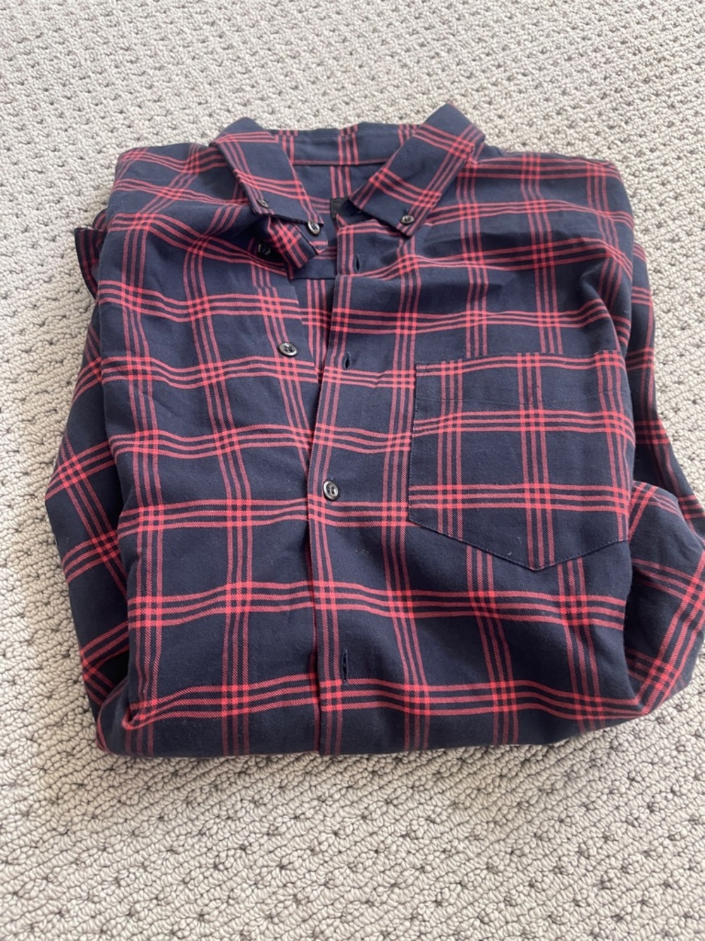 A.P.C. Navy and Red Plaid Button-Up Shirt